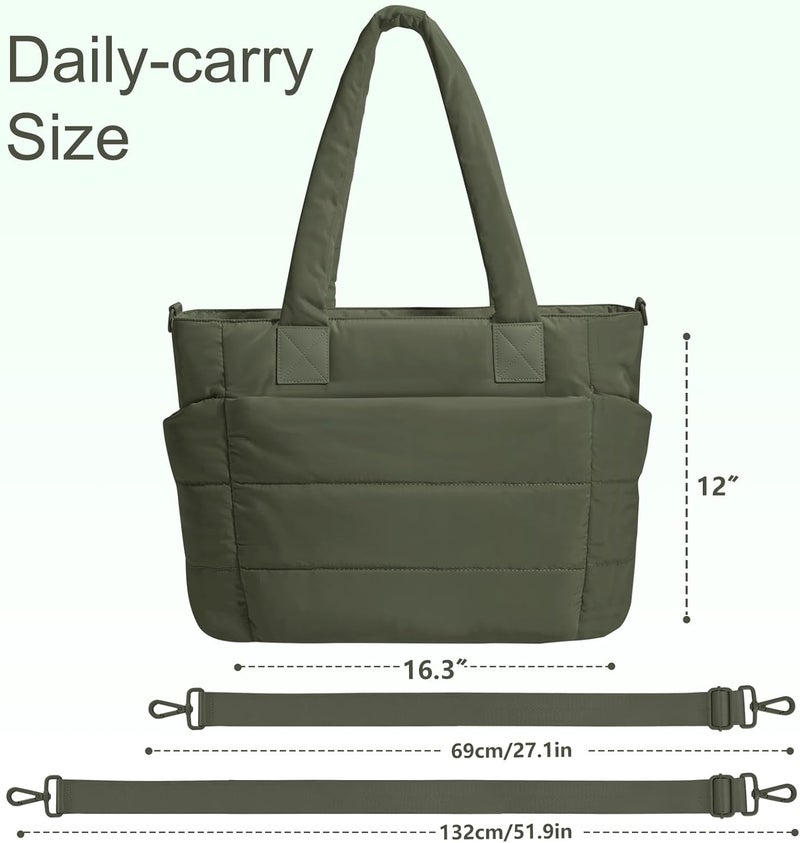 GASSDA Tote Bag for Women Puffer Tote Bag Large Nurse Bags Shoulder Handbag with Zipper for Work Travel - Image 3